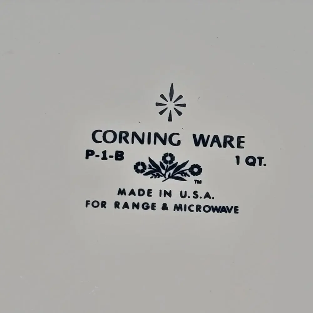 Vtg Corning Ware Casserole Dish Blue Cornflower 1 qt P-1-B Farmcore Country